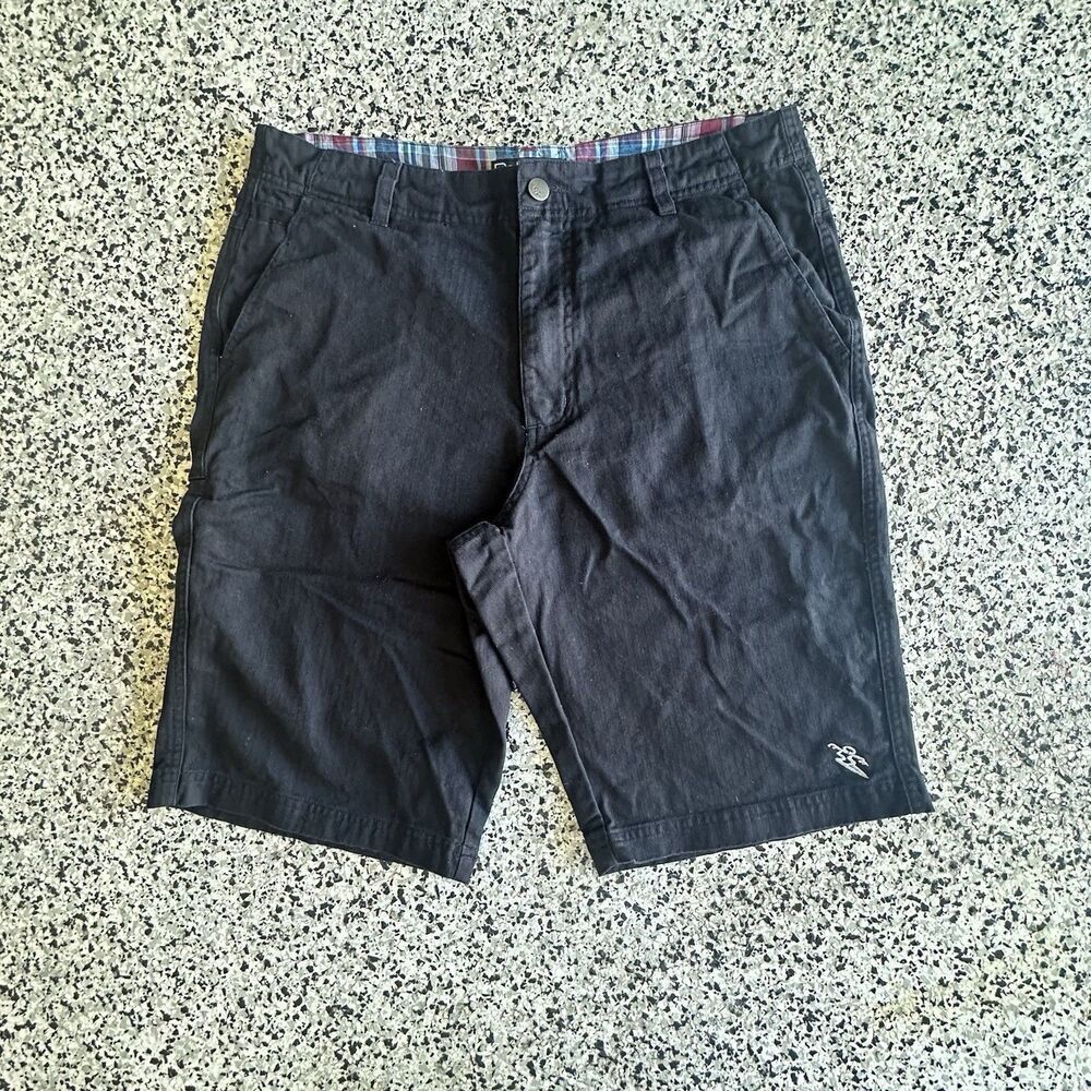 Dahui Pit Proven Chino Shorts Mens 32 Black Plaid Embroidery Button Casual